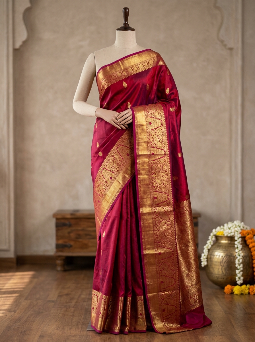 Crimson Mulberry Traditional Pure Silk